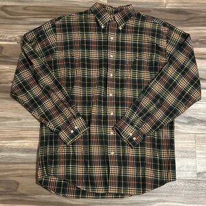 Viyella Shirt Mens XL Green Plaid Flannel Button Up Wool Blend Made in USA